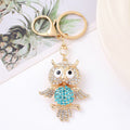 Rhinestone Owl Keychain Gold Clasp Four Belly Colors view 6
