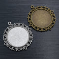 Double-Sided Round Floral Pendant Trays in Antique Bronze and Silver view 4