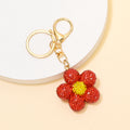 Rhinestone Flower Keychain Daisy Charm Gold Hardware view 8