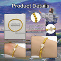 Gold Bead Stretch Bracelet White Acrylic Cross Charm view 3