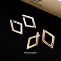 Silver Tone Open Diamond Hoop Earrings With Hinged Backs view 2