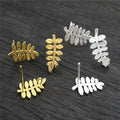 Leaf Shaped Earring Posts with Hanging Loop in Four Finishes view 3