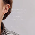 Gold Tone White Pearl And Pale Blue Stone Chip Stud Earrings view 2