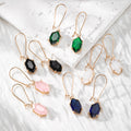 Hexagon Geometric Crystal Dangle Earrings Gold Hooks 5 Colors view 1