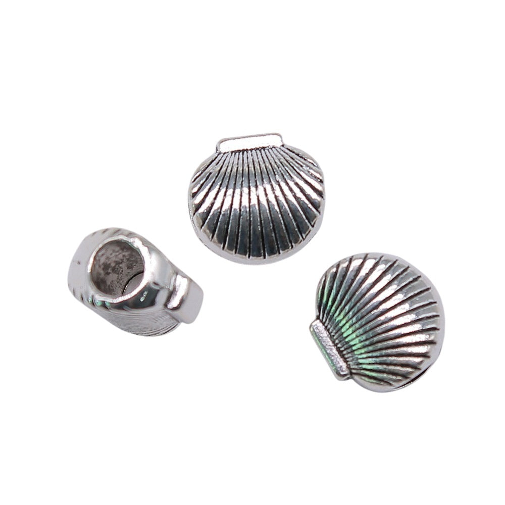 11x11x7mm 2.4g Antique Silver Zinc Alloy Shell Large Hole Beads for DIY Bracelet Jewelry Making