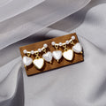 Gold Heart White Shell Look Charm Cluster Stud Earrings view 2