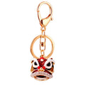 Lion Dance Head Keychain With Gold-Tone Alloy And Clear Stones view 5