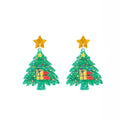 Green Holiday Tree Gift and Star Novelty Stud Earrings view 5