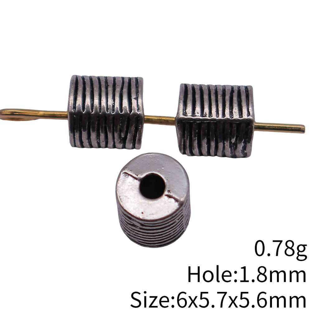 6x5.7x5.6mm 0.78g Antique Silver Tone Zinc Alloy Linear Texture Cylinder Spacer Beads for Bracelet DIY Jewelry