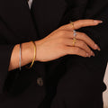 Bow Ring And Smooth Click Bangle Set Gold Or Steel Tone view 4