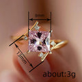 Pink Square Solitaire Branch Accent Ring In Polished Gold Tone view 4