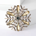 Snowflake Crystal Rhinestone Brooch Green Coffee Grey Black Pin view 8