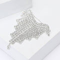 Crystal Chain Fringe Brooch in Silver or Gold Tone view 3