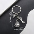Silver Tone Cheerleader Pom Pom and Letter Keychain view 6