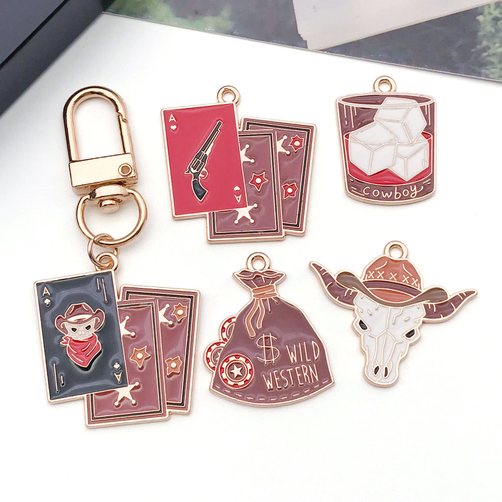 Zinc Alloy Western Cowboy Hat Skull Head Charm Pendant for DIY Necklace Earrings