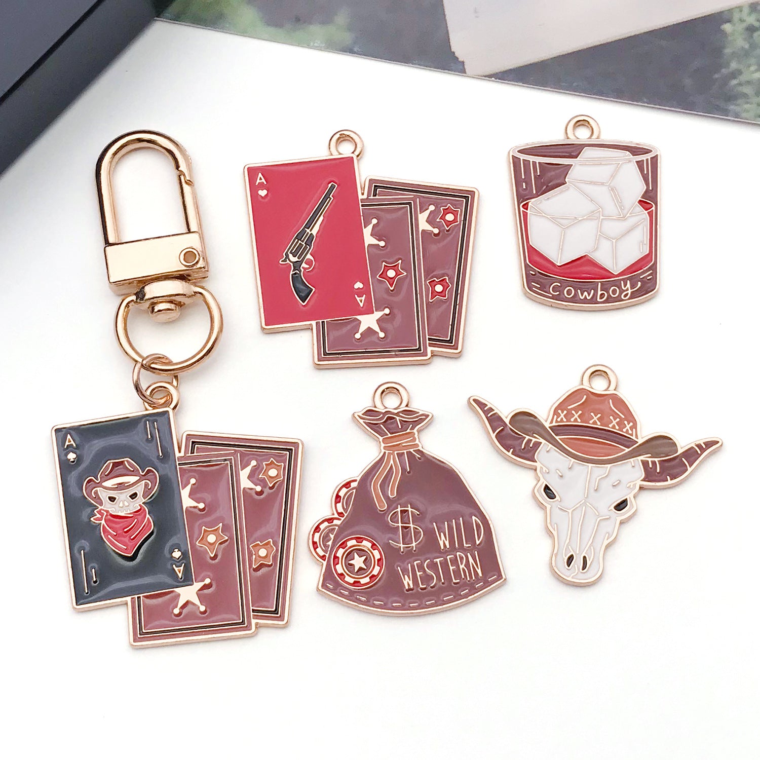 Zinc Alloy Western Cowboy Hat Skull Head Charm Pendant for DIY Necklace Earrings