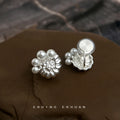 Silver Seashell Spiral Pearl Stud Earrings Post Or Clip On view 6