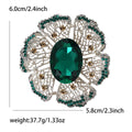 Oval Crystal Halo Brooch Pin in Green Purple or Blue view 6