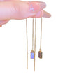 Opalescent Rectangle Chain Threader Earrings in Gold Tone view 5