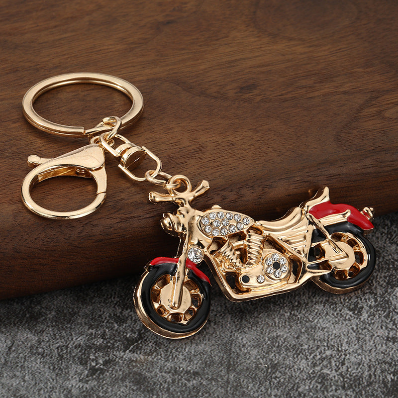 Rhinestone Motorcycle Keychain Metal Biker Key Ring for Men