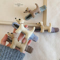 Fabric Puppy Dog Duckbill Hair Clips Plaid Wrap Style view 1