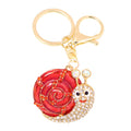 Rhinestone Enamel Snail Keychain Gold Tone Ring Lobster Clasp view 5