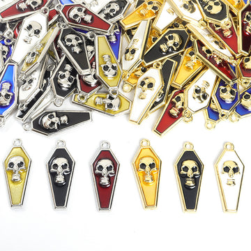Skull Coffin Charms in Five Enamel Colors and Two Metal Tones