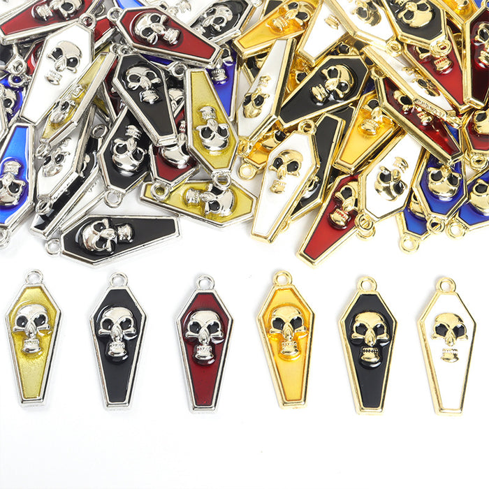 Skull Coffin Charms in Five Enamel Colors and Two Metal Tones