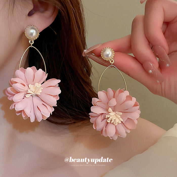 Floral Statement Earrings in Nine Soft Color Designs