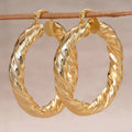 Gold Tone Double Rope Twist Large Statement Hoop Earrings view 1