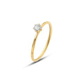 Gold Thin Band Solitaire Ring Clear Six-Prong Stone view 5