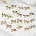 Gold Bow Dried Flower Resin Drop Earrings Twelve Styles view 1