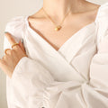 Gold Matte Sphere Pendant Necklace Snake Chain Small Smooth Bead view 1