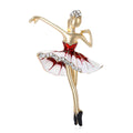 Crystal Ballerina Brooch in Purple and Red Dresses view 1