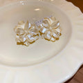 Glossy Sculpted Flower Stud Earrings in Three Colors view 7