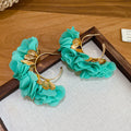 Chiffon Flower C Hoop Earrings in Yellow and Turquoise view 7