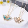 Gold Tone Crystal Butterfly Pendant Necklaces in Blue and White view 1
