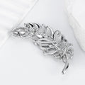 Silver Tone Leaf Crystal Metal Brooch Pin for Jackets and Lapels view 3