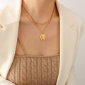 Layered Coin Portrait Medallion Triple Chain Necklace Set view 4