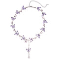 Purple Crystal Butterfly Y Necklace Silver Teardrop Drop view 5