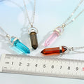 Silver Tone Bullet Crystal Pendant Necklaces in Six Colors view 2