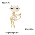Cat Eye Fox Brooch Long Legs Masked Crystal Face Pin view 7