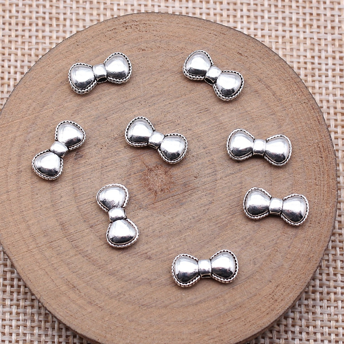 12x6mm 0.6g Antique Silver Zinc Alloy Bowknot Shape Small Hole Butterfly Beads for Bracelet Jewelry Making