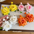Dimensional Rose Flower Stud Earrings in Four Colors view 2