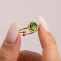 Gold Open Band Round Czech Glass Stone Rings Size Seven view 4