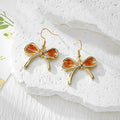 Gold Bow Dried Flower Resin Drop Earrings Twelve Styles view 7