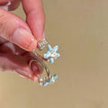 Silver Ocean Starfish Shell Open Rings Blue Crystal Set view 6