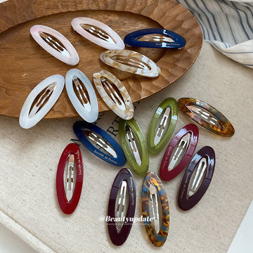 Acetate Oval Letter Duckbill Hair Clips Cream Purple