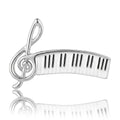 Piano Keyboard Brooch In Metal With A Treble Clef And Black-And-White Keyboard Bars view 2