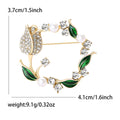 Tulip Wreath Brooch with Pearls and Green Enamel Leaves view 5